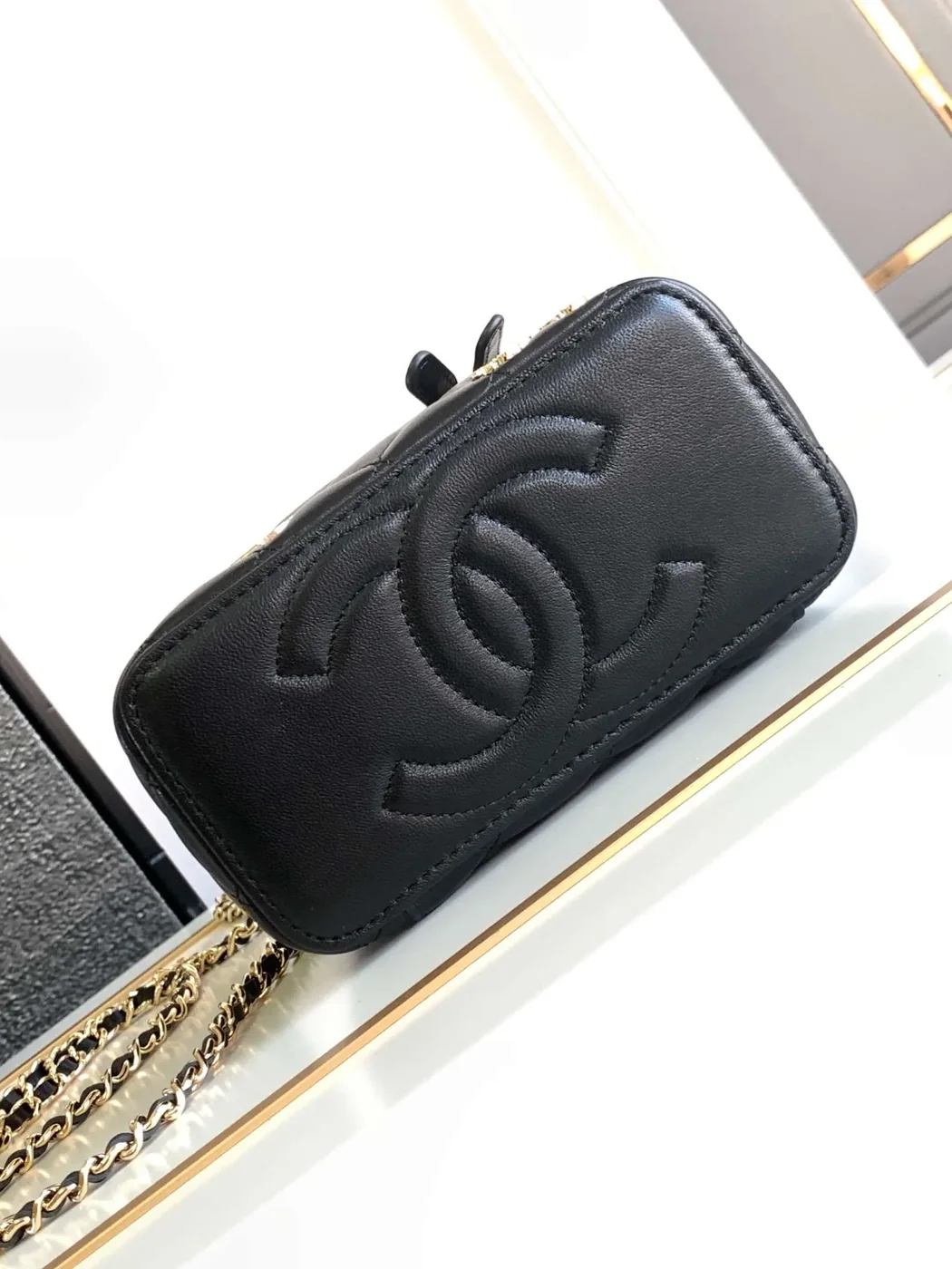 Chanel Vanity Case Shoulder Bag in Black Gold Hardware Chanel Vanity Case Shoulder Bag in Black Gold Hardware