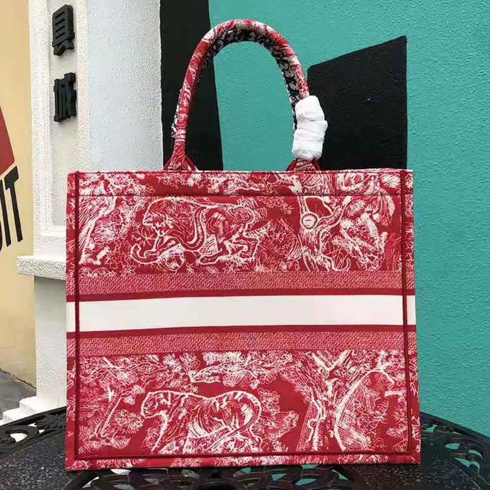 Dior Small Dior Book Tote Raspberry Toile de Jouy Reverse Embroidery for Women
