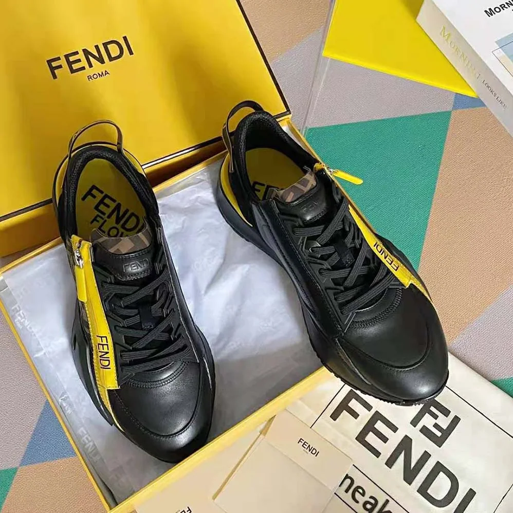 Fendi Flow Black Leather Low for Men in Tops Fendi Flow Black Leather Low for Men in Tops