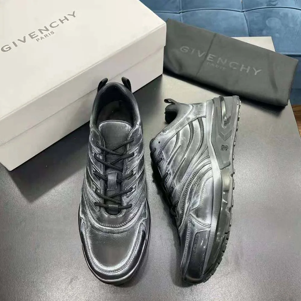 Givenchy Giv 1 Sneakers in Leather with Tag Effect Prints for Men in Black