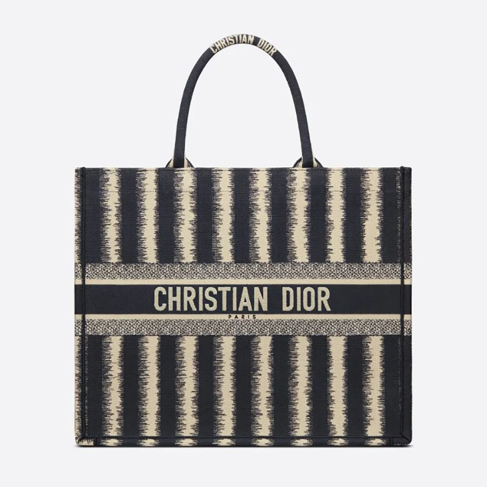 Dior Dior Book Tote Blue D for Women in Stripes Embroidery Dior Dior Book Tote Blue D for Women in Stripes Embroidery