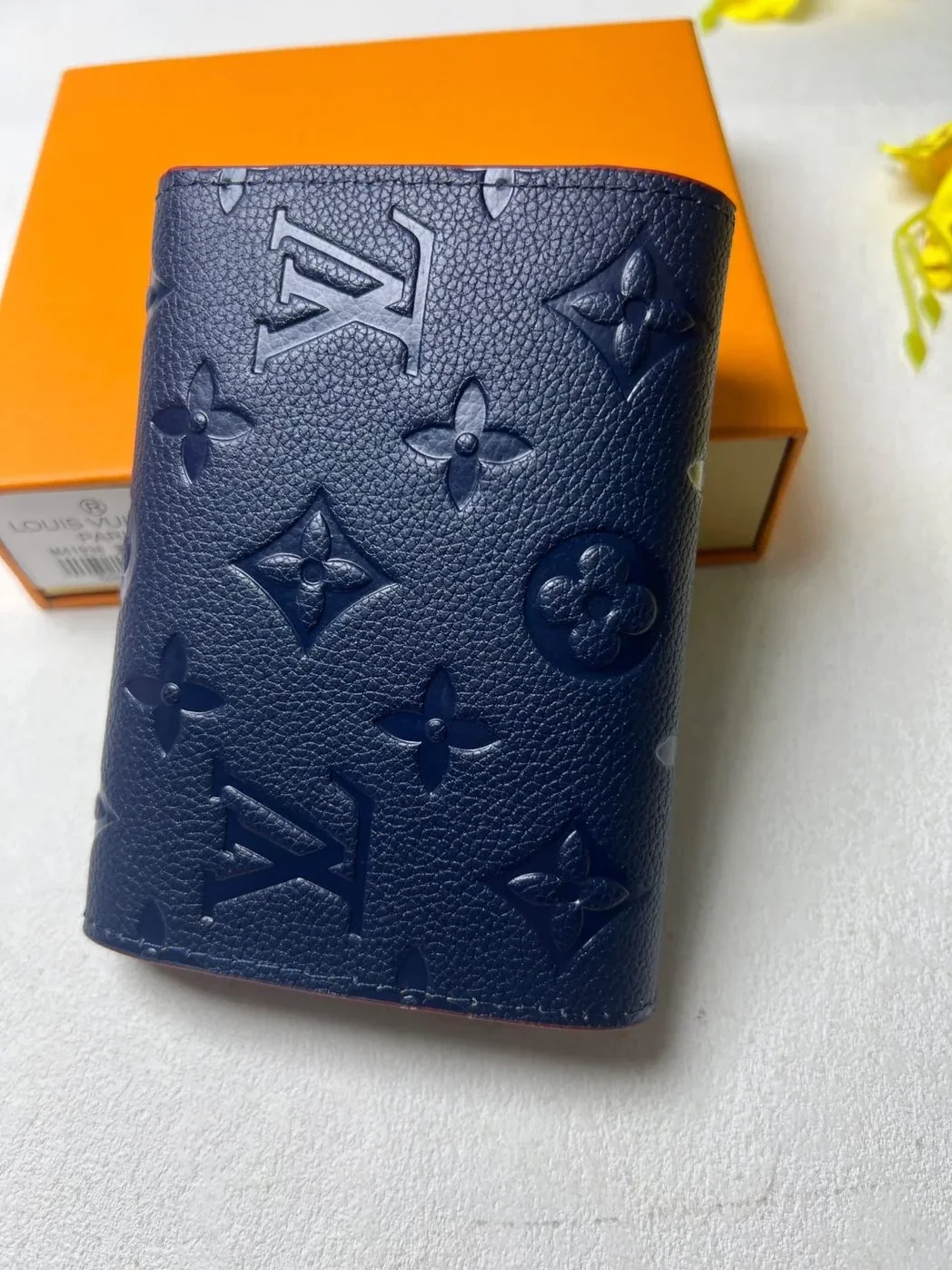Louis Vuitton Victorine Wallet Monogram Empreinte Navy Blue in Red