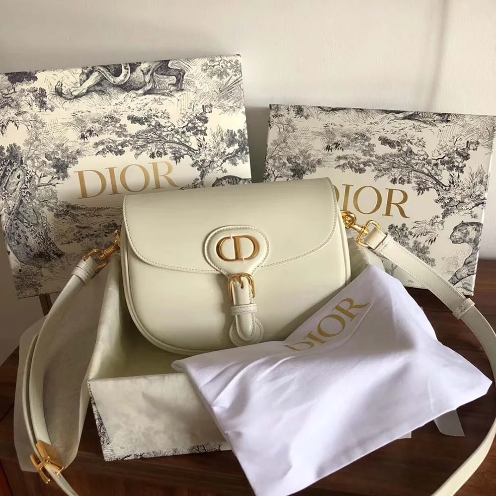 Dior Medium Dior Bobby Bag Denim Box Calfskin for Women in White