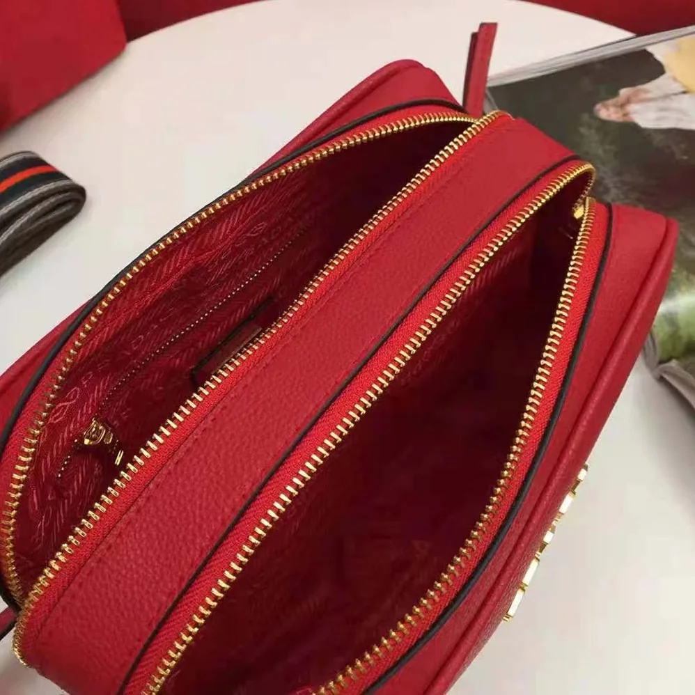 Prada Calf Leather Shoulder Bag for Women in Red