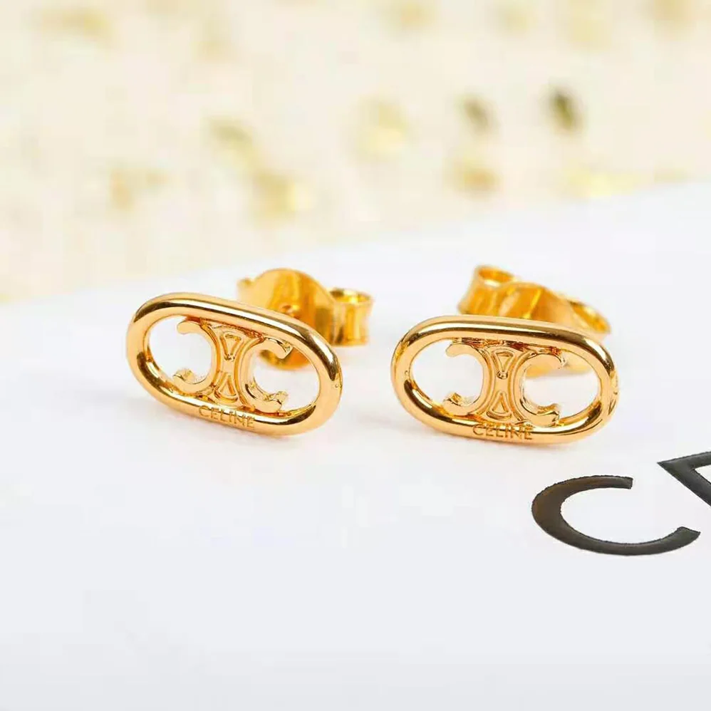 Celine Maillon Triomphe Studs in Brass with Gold Finish for Women