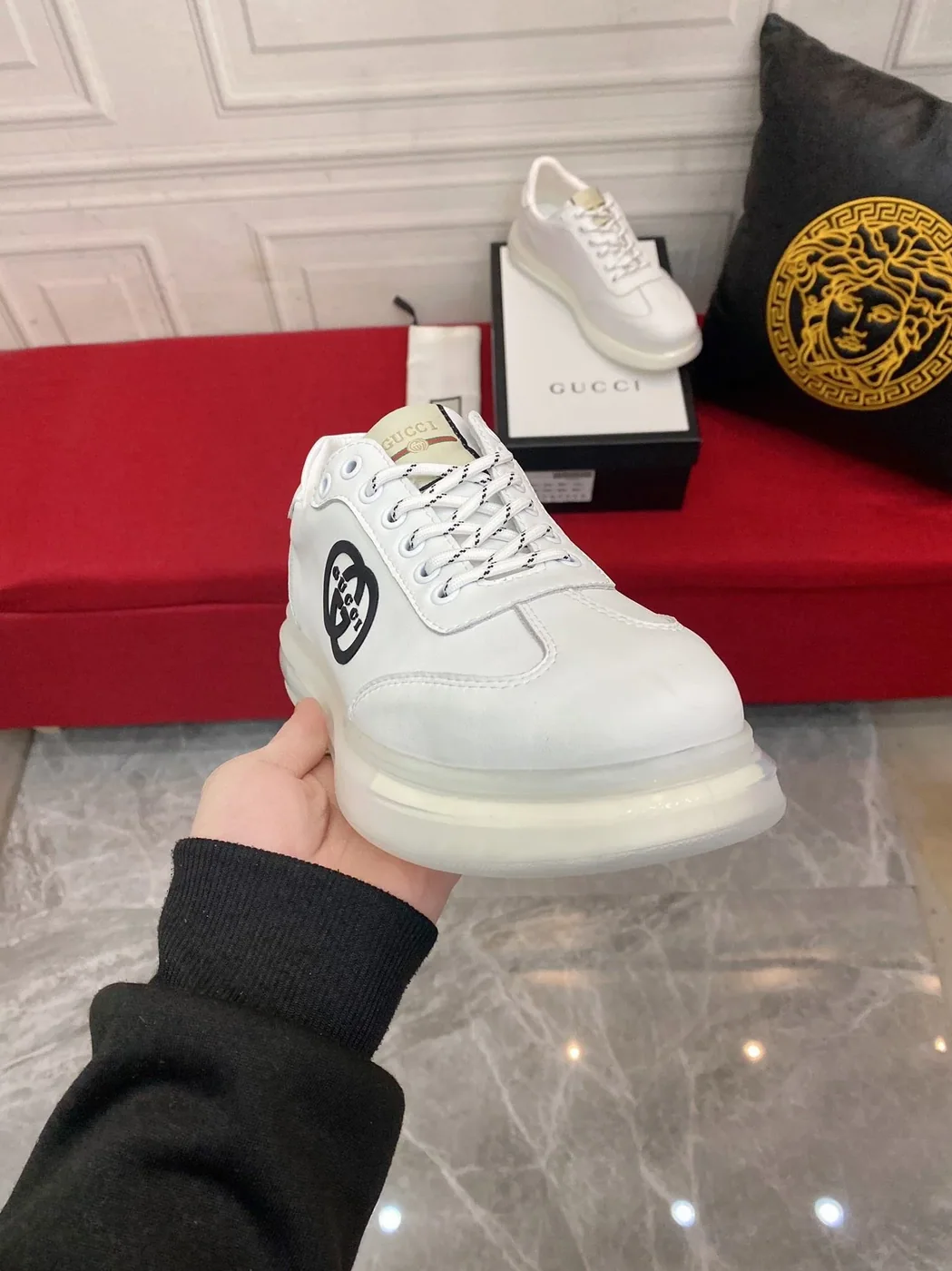 Gucci Sneaker With GG Gucci Print White for Men