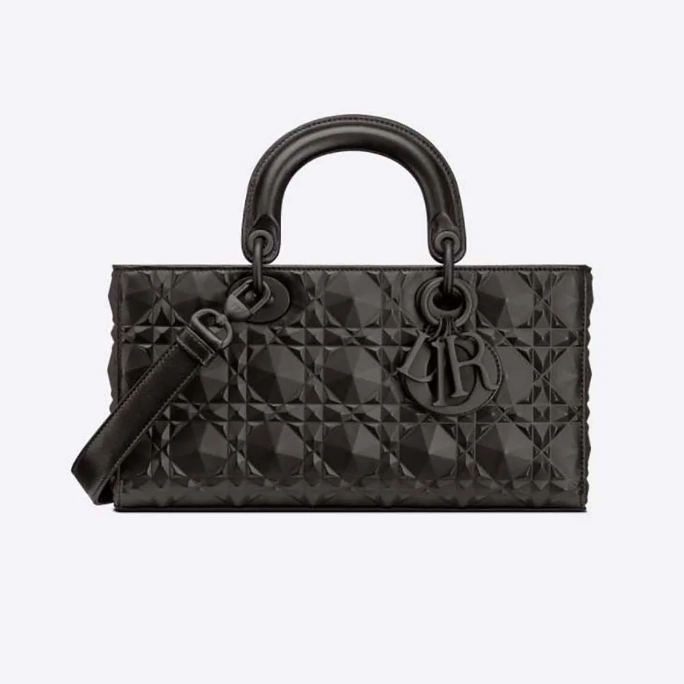 Dior Lady D-Joy Bag Black Cannage Calfskin with Diamond Motif for Women