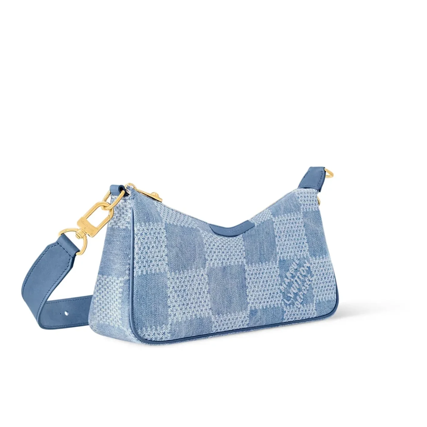 Louis Vuitton Pochette Accessories XL Shoulder Bag in Denim Blue Gold Hardware