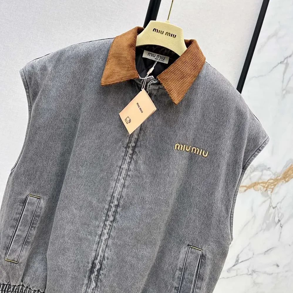 Miu Miu Chambray Blouson Vest for Women