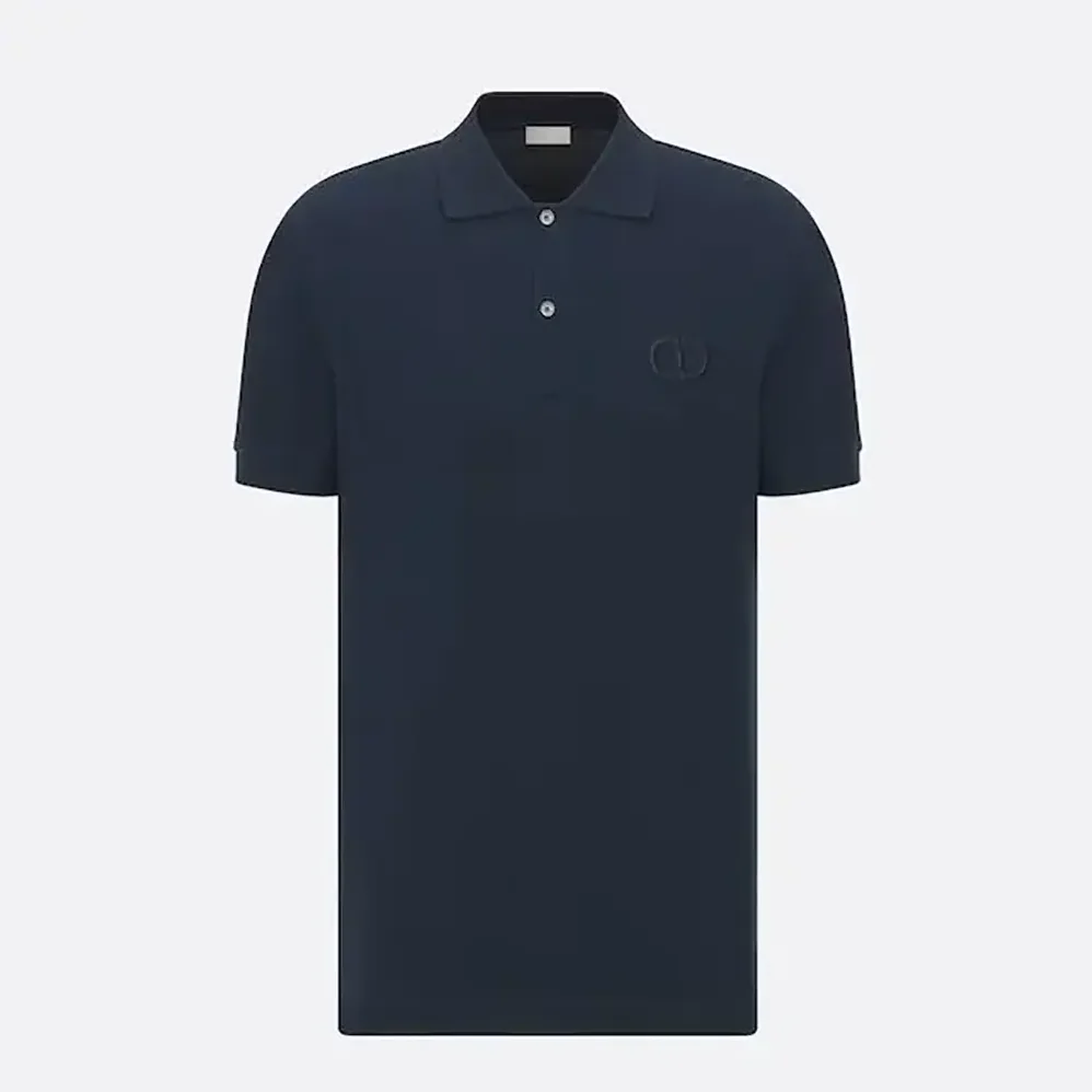 Dior CD Icon Polo Shirt Navy Blue Cotton Piqué for Men Dior CD Icon Polo Shirt Navy Blue Cotton Piqué for Men