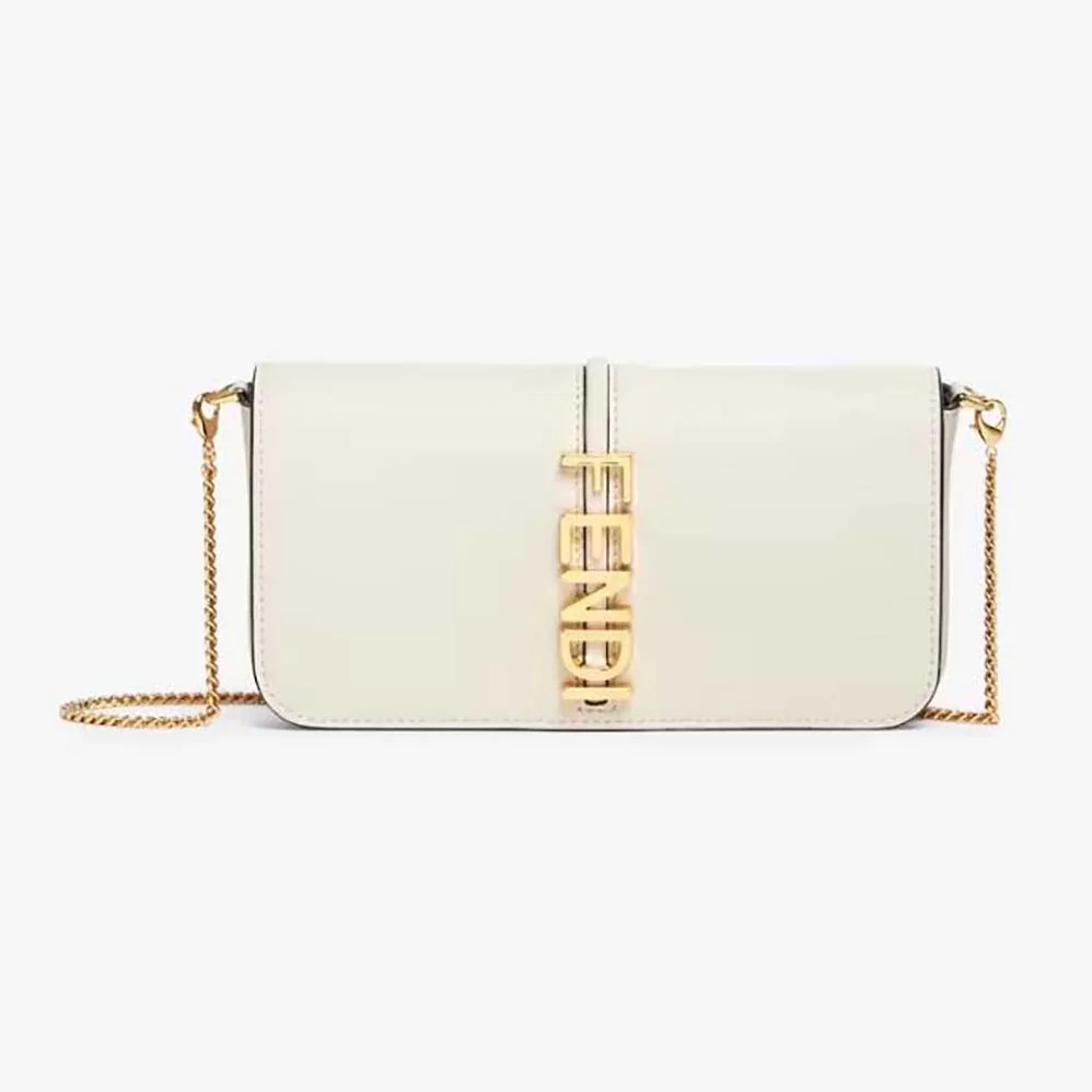 Fendi Fendigraphy Phone Pouch White Leather Wallet for Women Fendi Fendigraphy Phone Pouch White Leather Wallet for Women