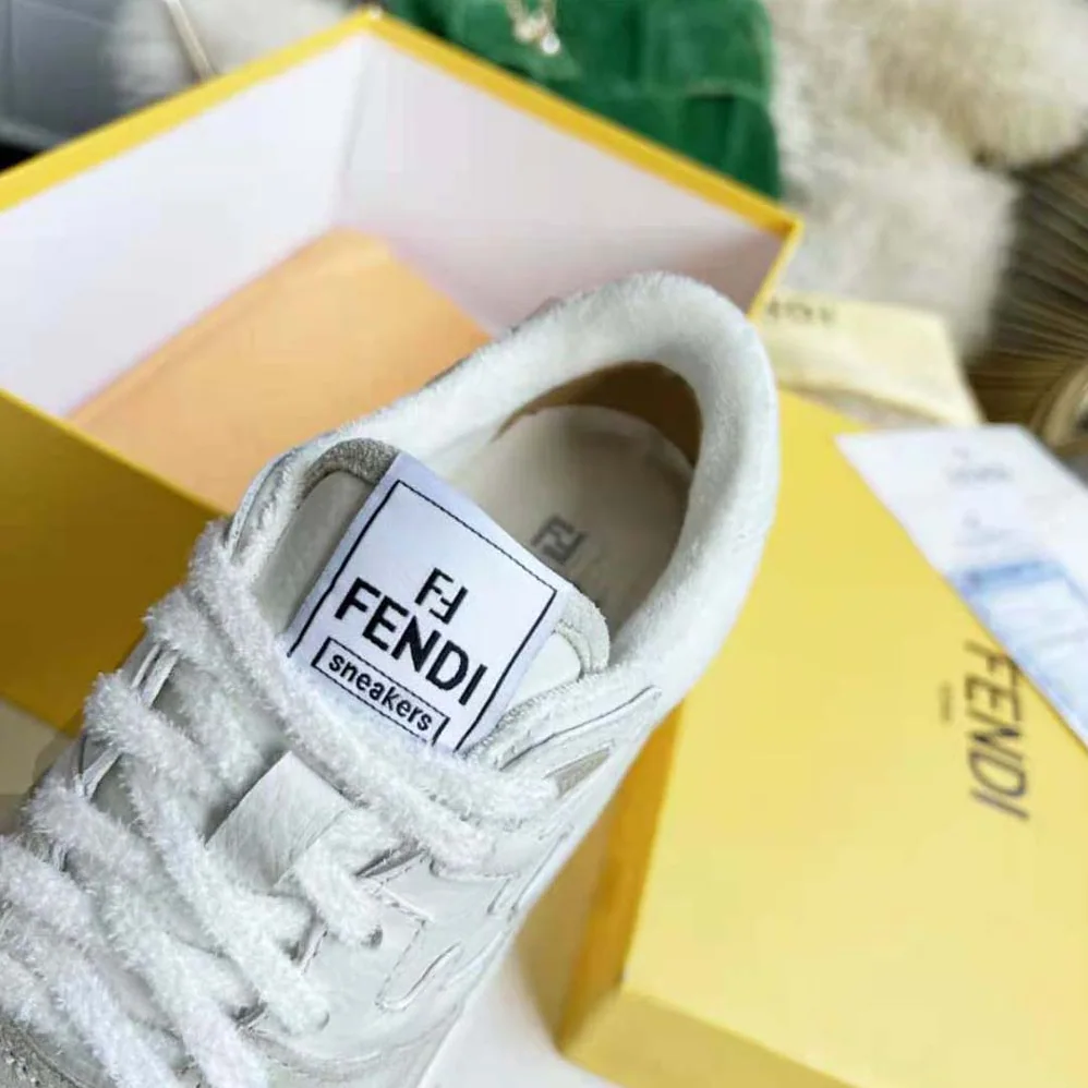 Fendi Match White Suede Low Tops for Unisex Fendi Match White Suede Low Tops for Unisex