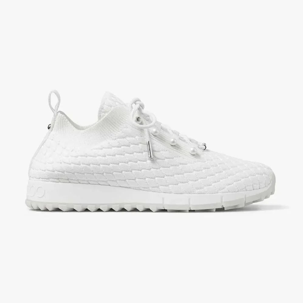 Jimmy Choo Veles White Textured Knit Trainers for Women Jimmy Choo Veles White Textured Knit Trainers for Women