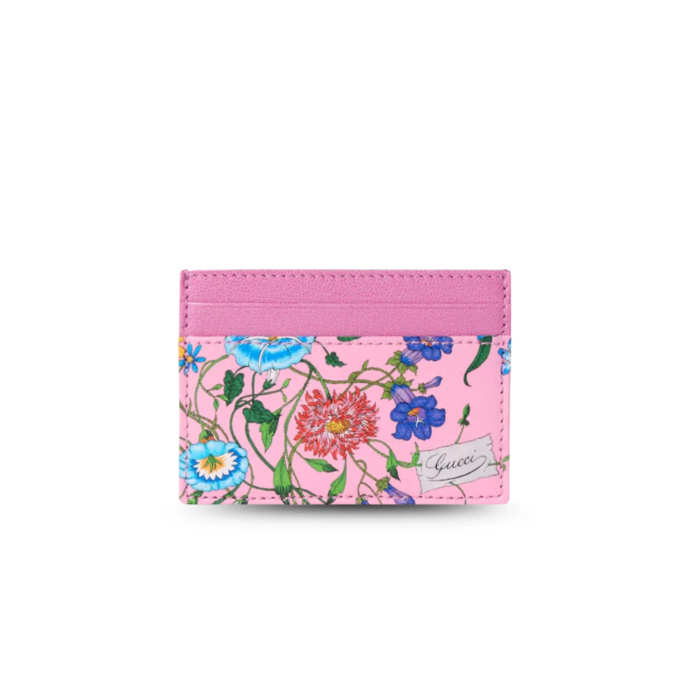 Gucci Flora Motif Card Case in Pink/ Multicolor Palladium Hardware