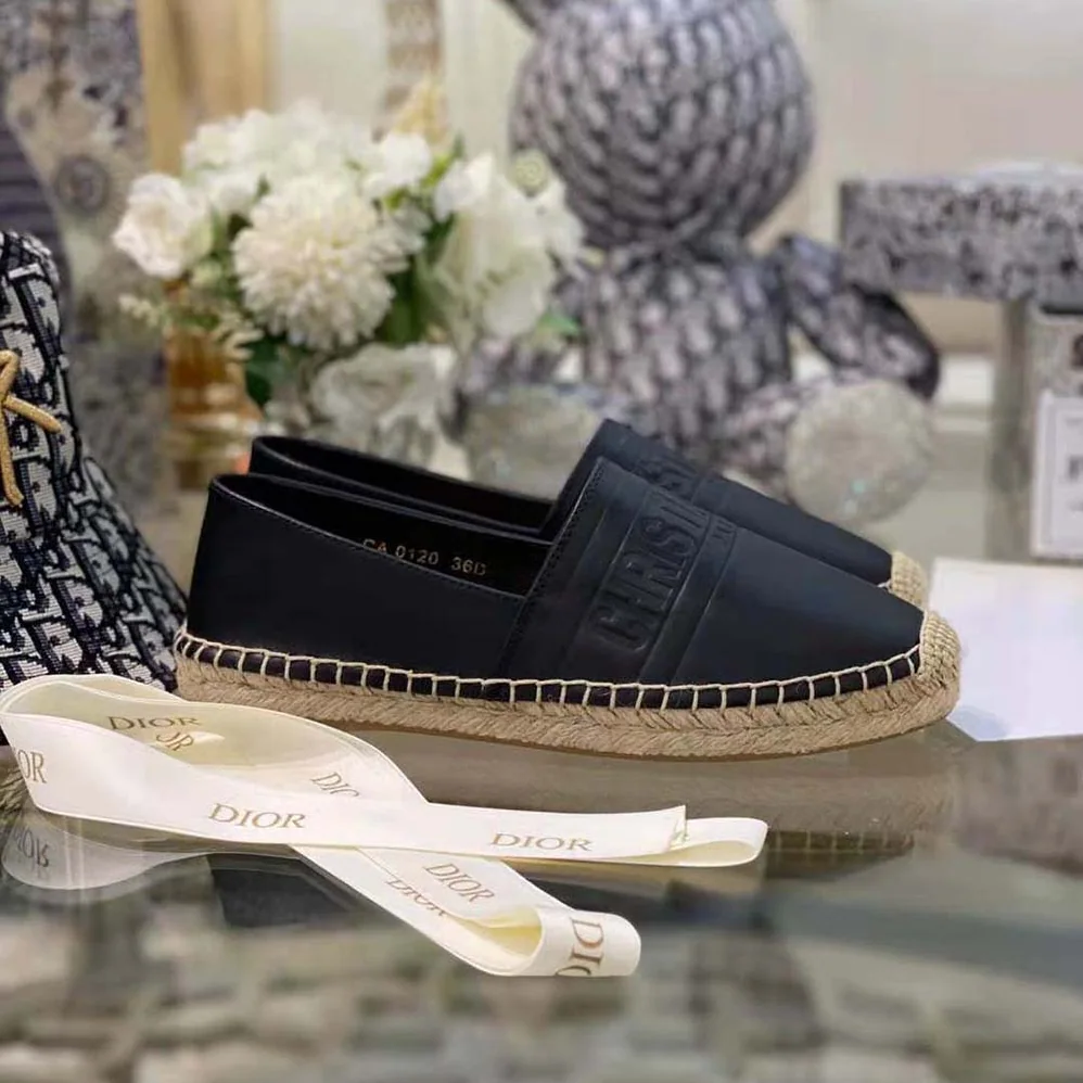 Dior Dior Granville Espadrille Black Embossed Lambskin for Women Dior Dior Granville Espadrille Black Embossed Lambskin for Women