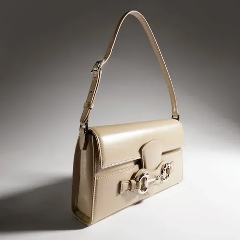 Gucci Horsebit Ristretto Medium Shoulder Bag / Beige Silver Hardware A0020Y AAGRB 9730