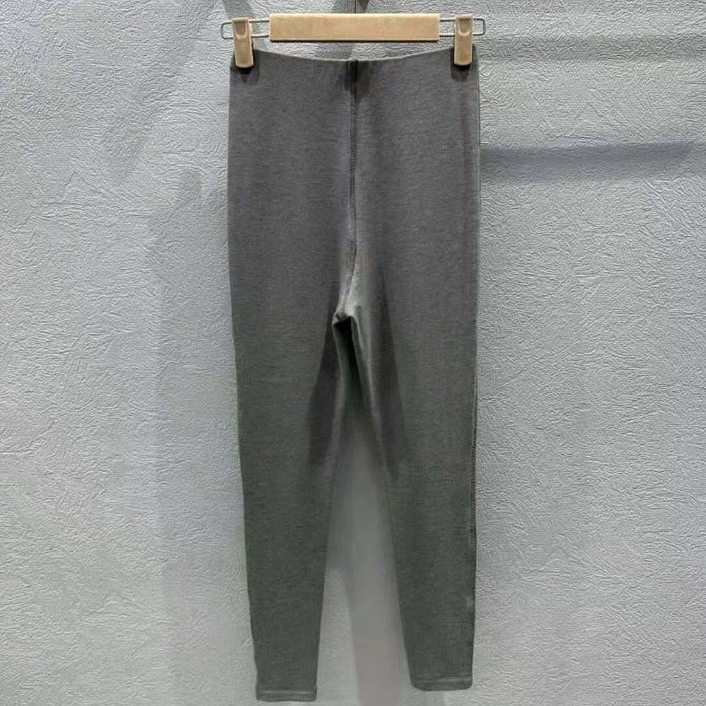 Miu Miu Silk Jersey Pants with Logo Patch for Women in Gray