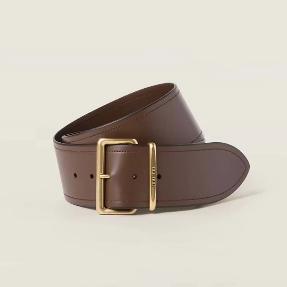 Miu Miu Leather Belt-Chocolate 5CC589_2E6Y_F0038 for Women Miu Miu Leather Belt-Chocolate 5CC589_2E6Y_F0038 for Women
