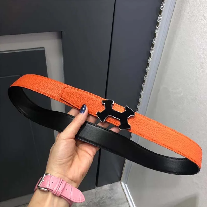 Hermes Street H Belt Buckle & Reversible Leather Strap 32 mm for Men in Orange