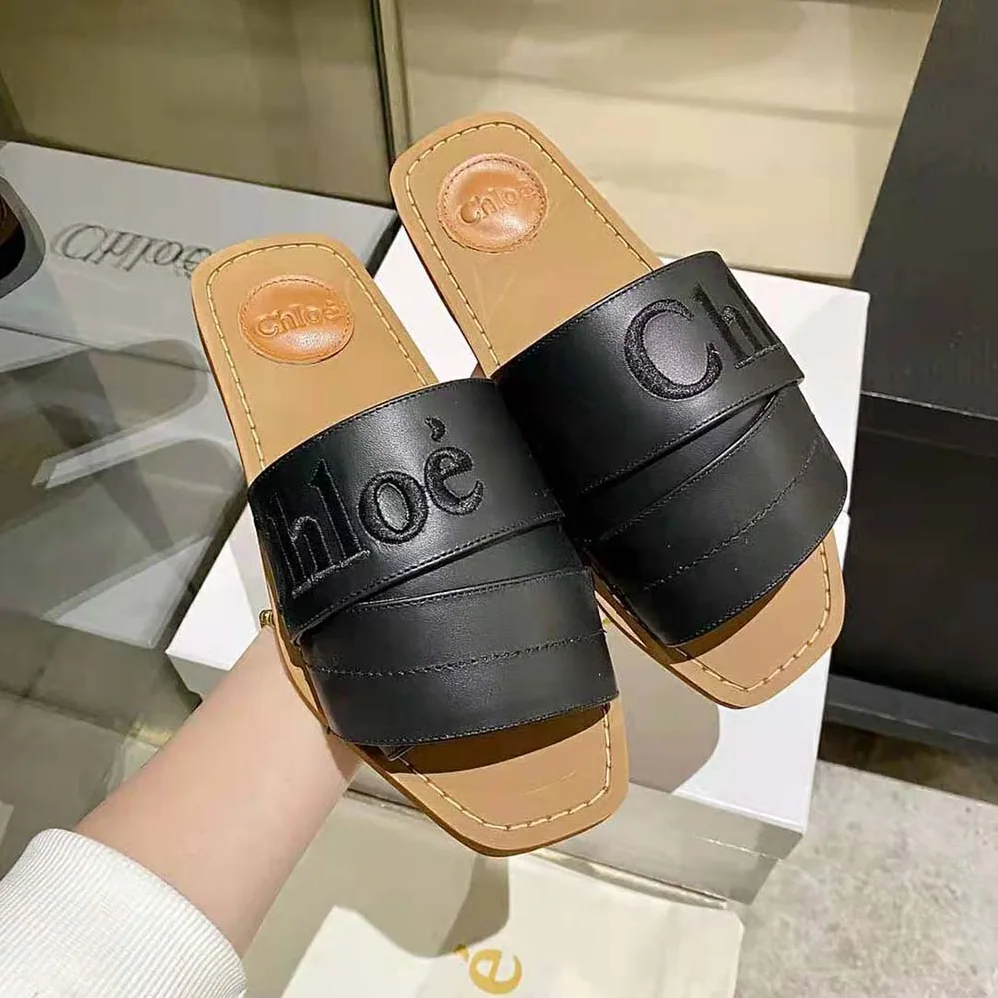 Chloe Woody Flat Mule for Women in Black