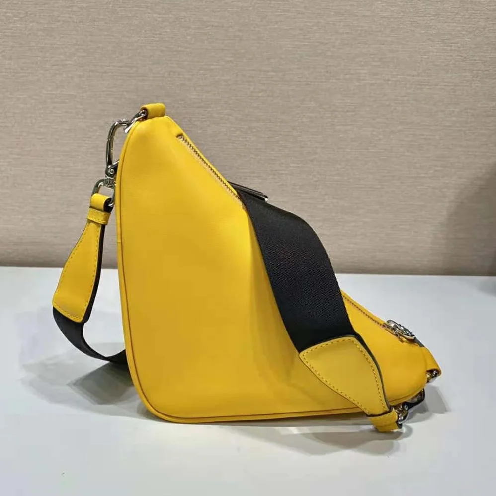 Prada Leather Triangle Shoulder Bag for Women in Yellow Prada Leather Triangle Shoulder Bag for Women in Yellow