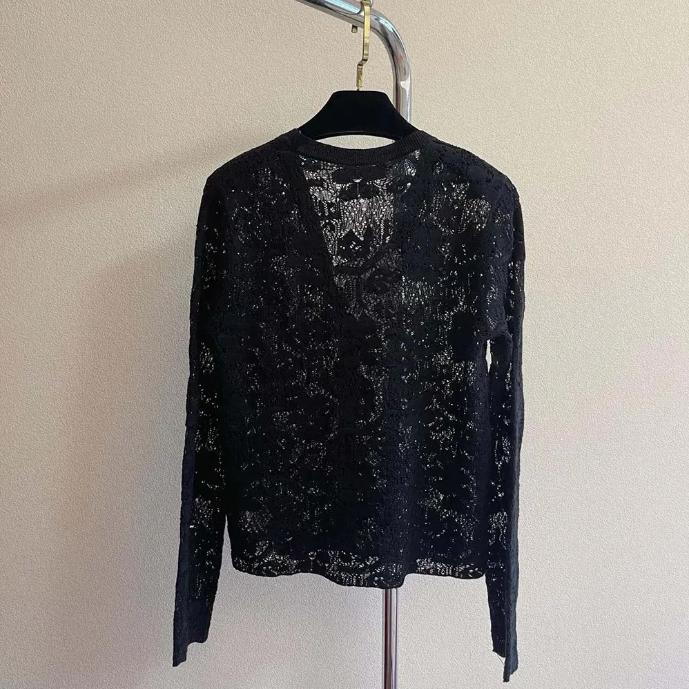 Dior Twinset Black Mohair and Wool Blend Lace for Women Dior Twinset Black Mohair and Wool Blend Lace for Women