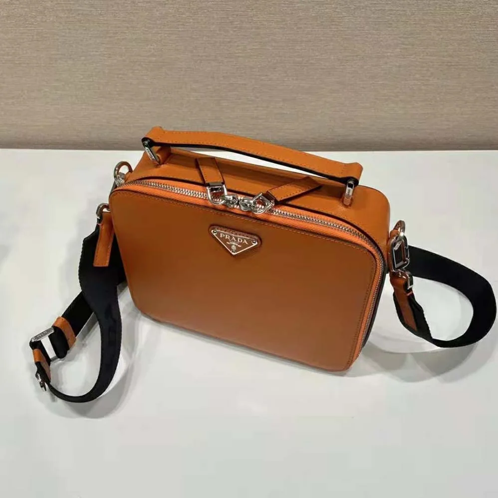 Prada Brique Saffiano Leather Bag for Men in Orange