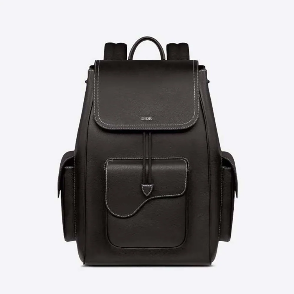 Dior Saddle Backpack Black Grained Calfskin for Men Dior Saddle Backpack Black Grained Calfskin for Men