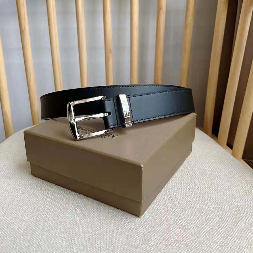 Burberry Check and Leather Belt for Men