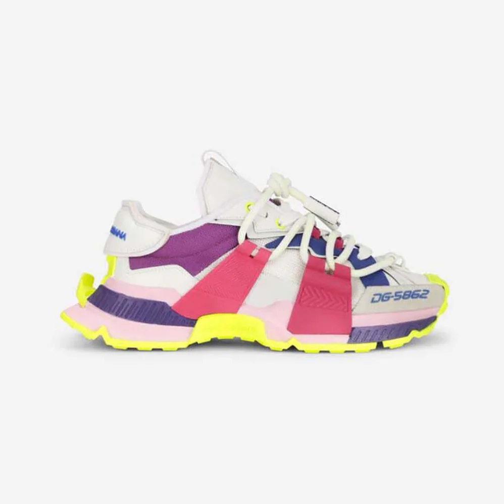 Dolce Gabbana D&G Mixed-Material Space Sneakers for Women in Purple Dolce Gabbana D&G Mixed-Material Space Sneakers for Women in Purple