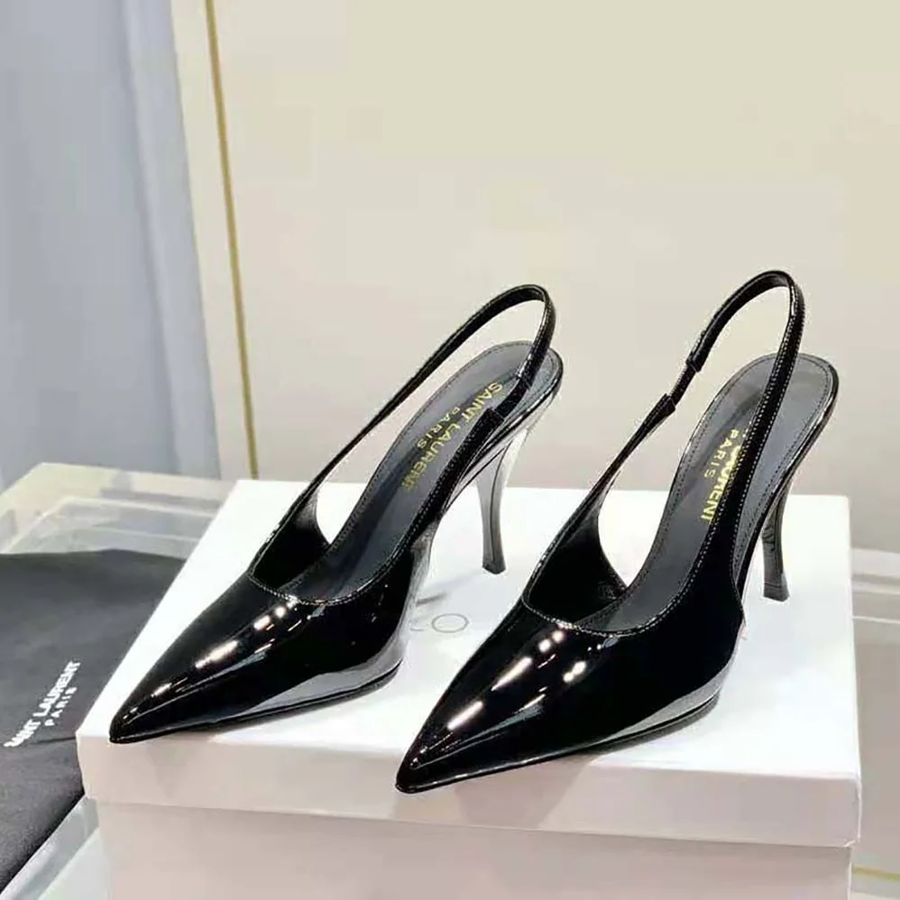 Saint Laurent YSL Viper Slingback Pumps in Patent Leather for Women