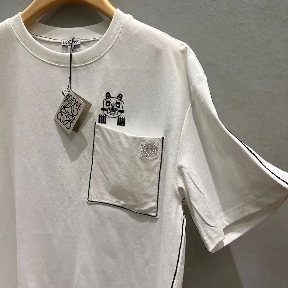 Loewe Regular Fit T-Shirt in Cotton for Women in White Loewe Regular Fit T-Shirt in Cotton for Women in White