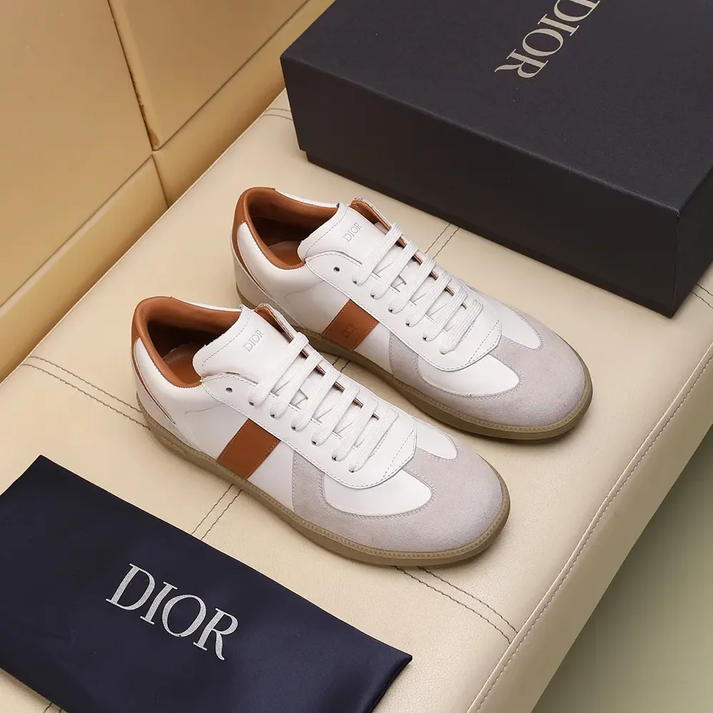 Dior B01 Matchpoint Sneaker Cognac and White Smooth Calfskin with White Suede for Unisex