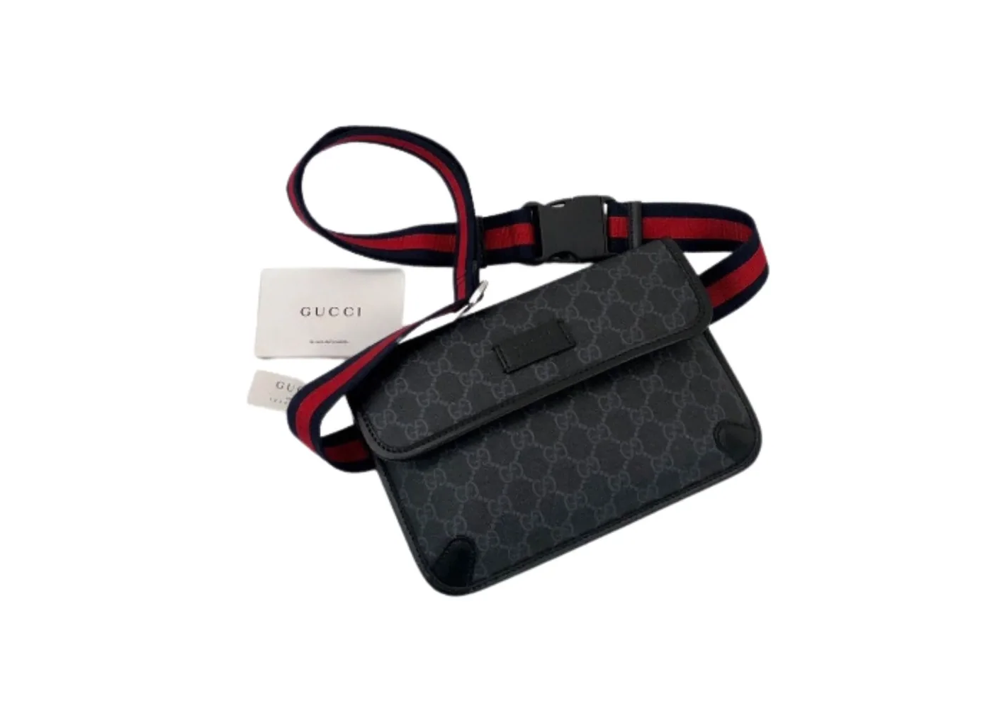 Gucci GG Black Belt Bag Black/Grey GG Supreme Canvas With Black / Gucci GG Black Belt Bag Black/Grey GG Supreme Canvas With Black /
