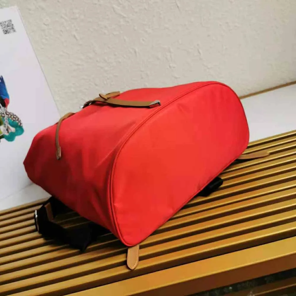 Prada Nylon and Saffiano Leather Backpack for Women in Red