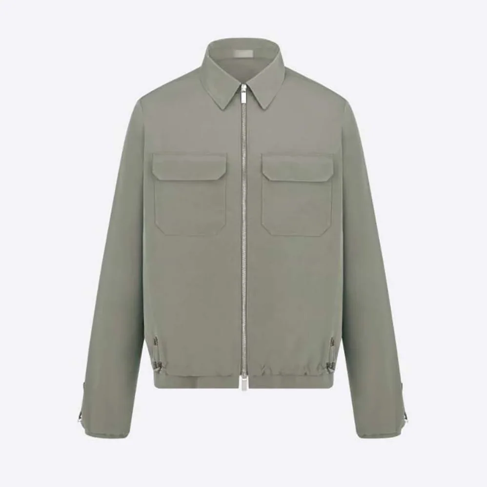 Dior Zipped Blouson Gray Technical Cotton Ripstop for Men