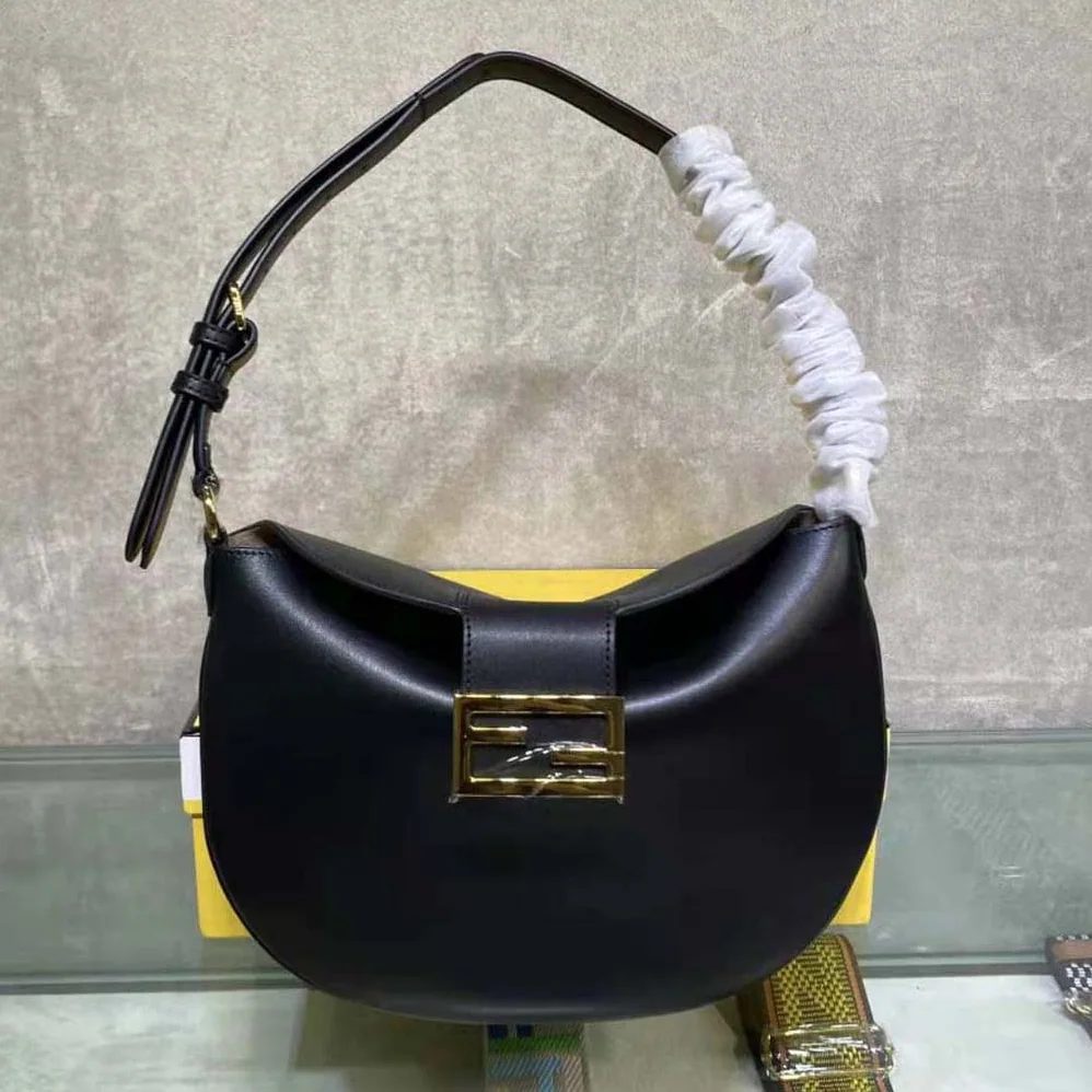 Fendi Small Croissant Black Leather Bag for Women