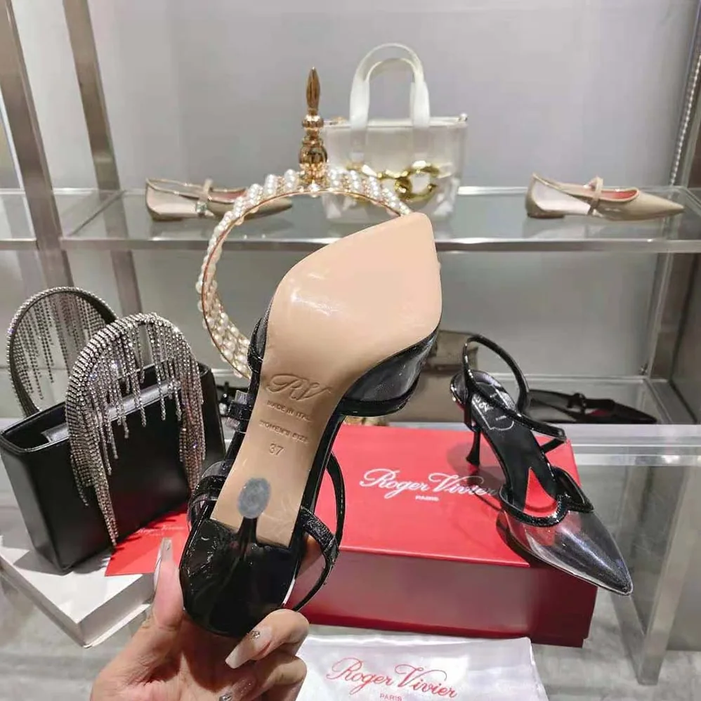 Roger Vivier I Love Vivier Slingback Pumps in PVC for Women in Black Roger Vivier I Love Vivier Slingback Pumps in PVC for Women in Black