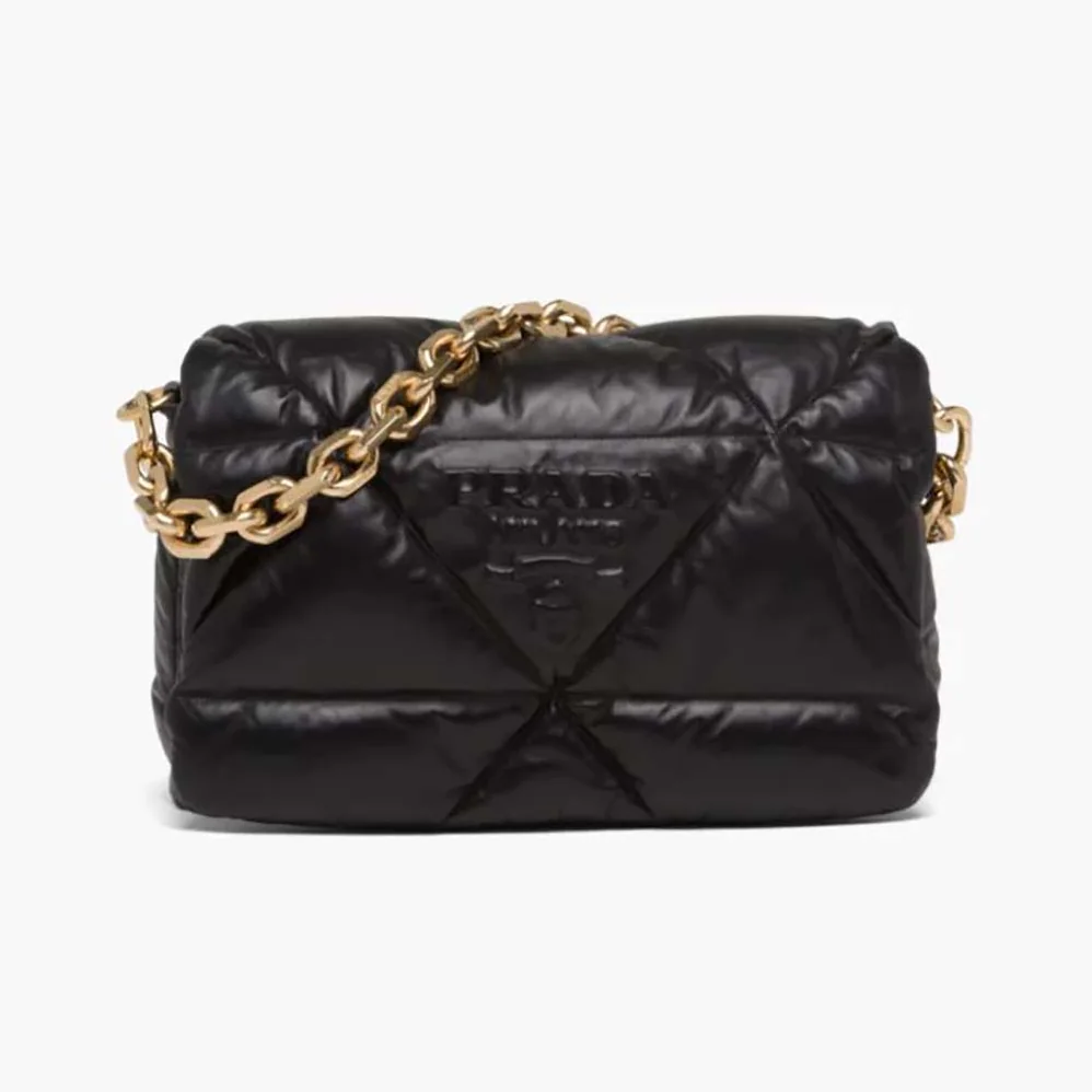 Prada Padded Nappa Leather Shoulder Bag for Women in Black