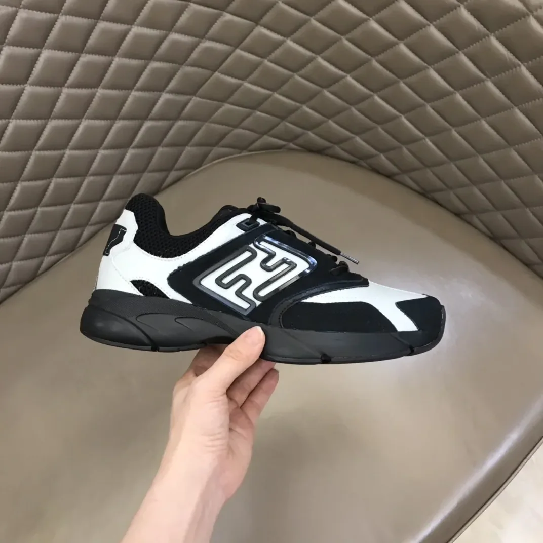 FD Fendi Faster Trainers Sneakers Black And White FD Fendi Faster Trainers Sneakers Black And White