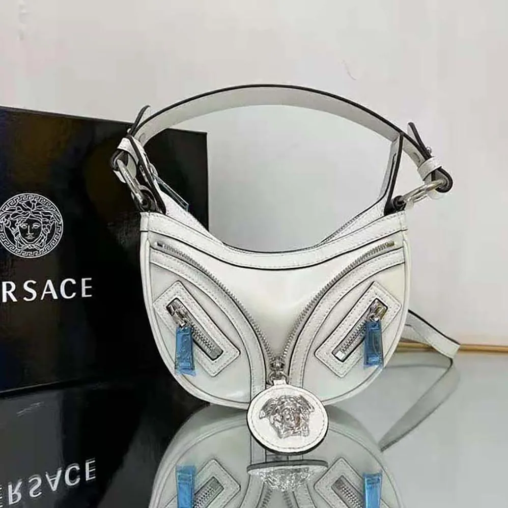 Versace Repeat Mini Hobo Bag for Women in White
