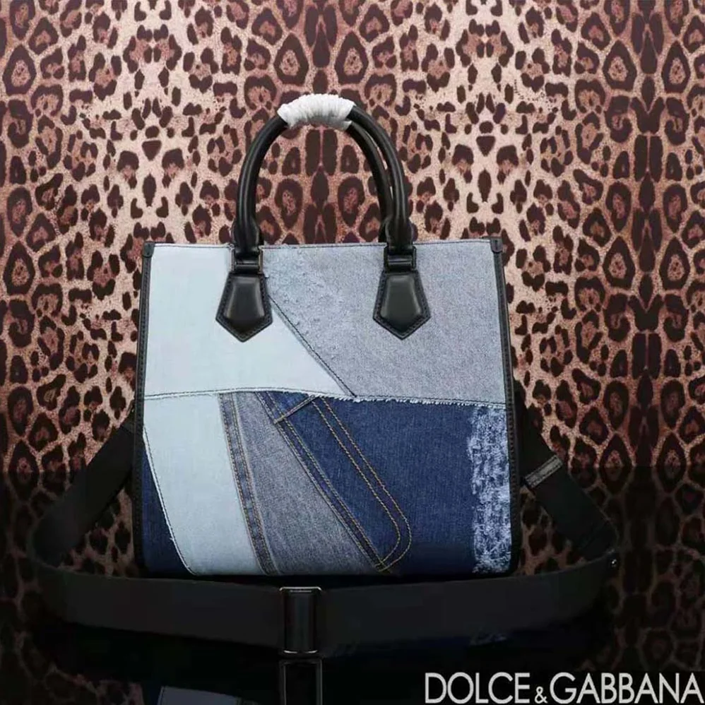 Dolce Gabbana D&G Denim Shopper with Embroidered Logo for Women