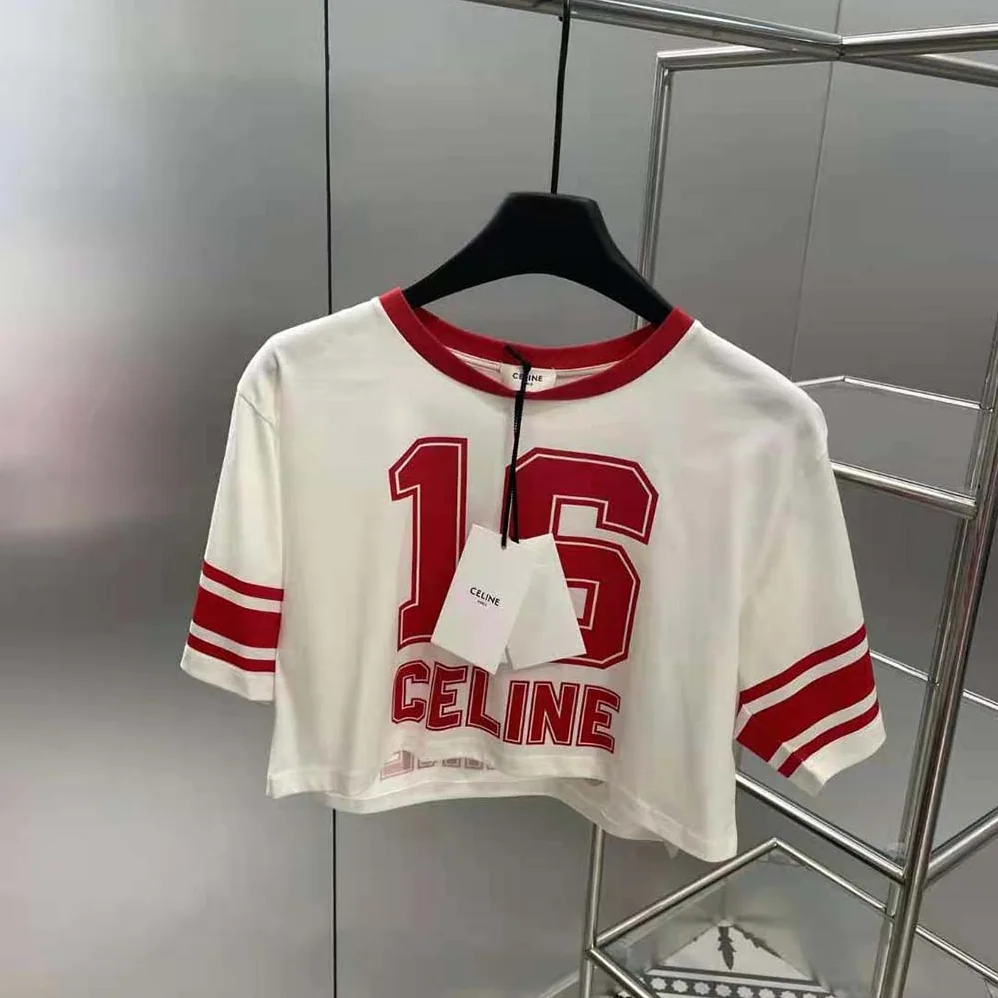 Celine 16 Cropped T for Women in shirt in Cotton Jersey Celine 16 Cropped T for Women in shirt in Cotton Jersey