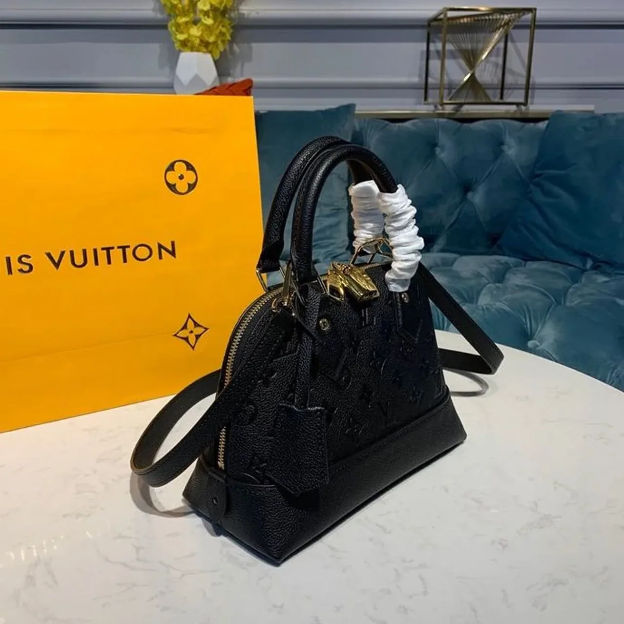 Louis Vuitton Neo Alma BB Top Handle Bag / Black Monogram Empreinte Gold Hardware Louis Vuitton Neo Alma BB Top Handle Bag / Black Monogram Empreinte Gold Hardware