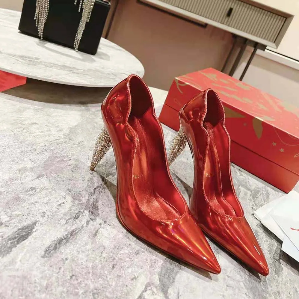 Christian Louboutin Lipstrass Pump 100 mm Heel Height for Women in Red Christian Louboutin Lipstrass Pump 100 mm Heel Height for Women in Red