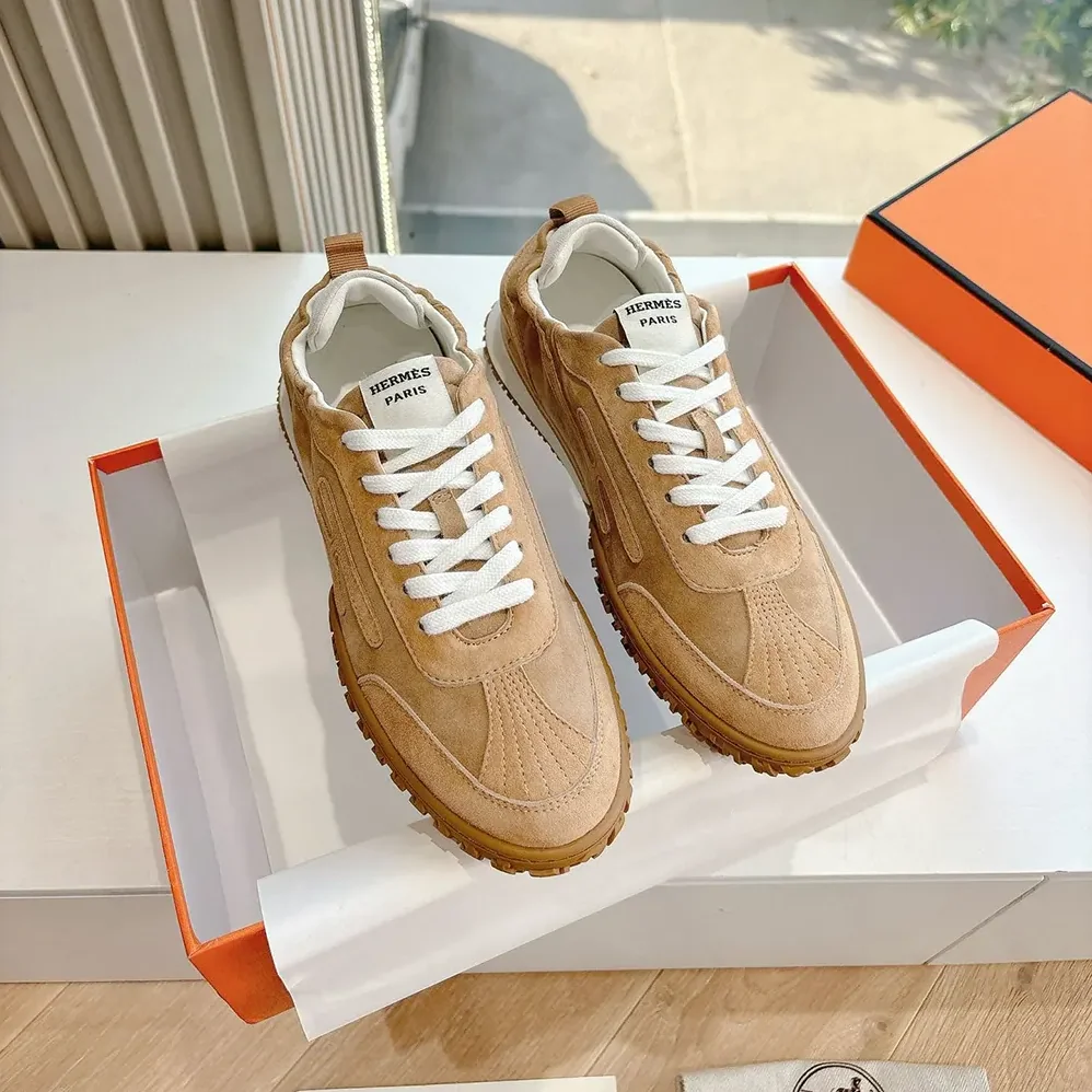 Hermes Jet Sneaker in Technical Canvas and Suede Goatskin for Unisex in Natural