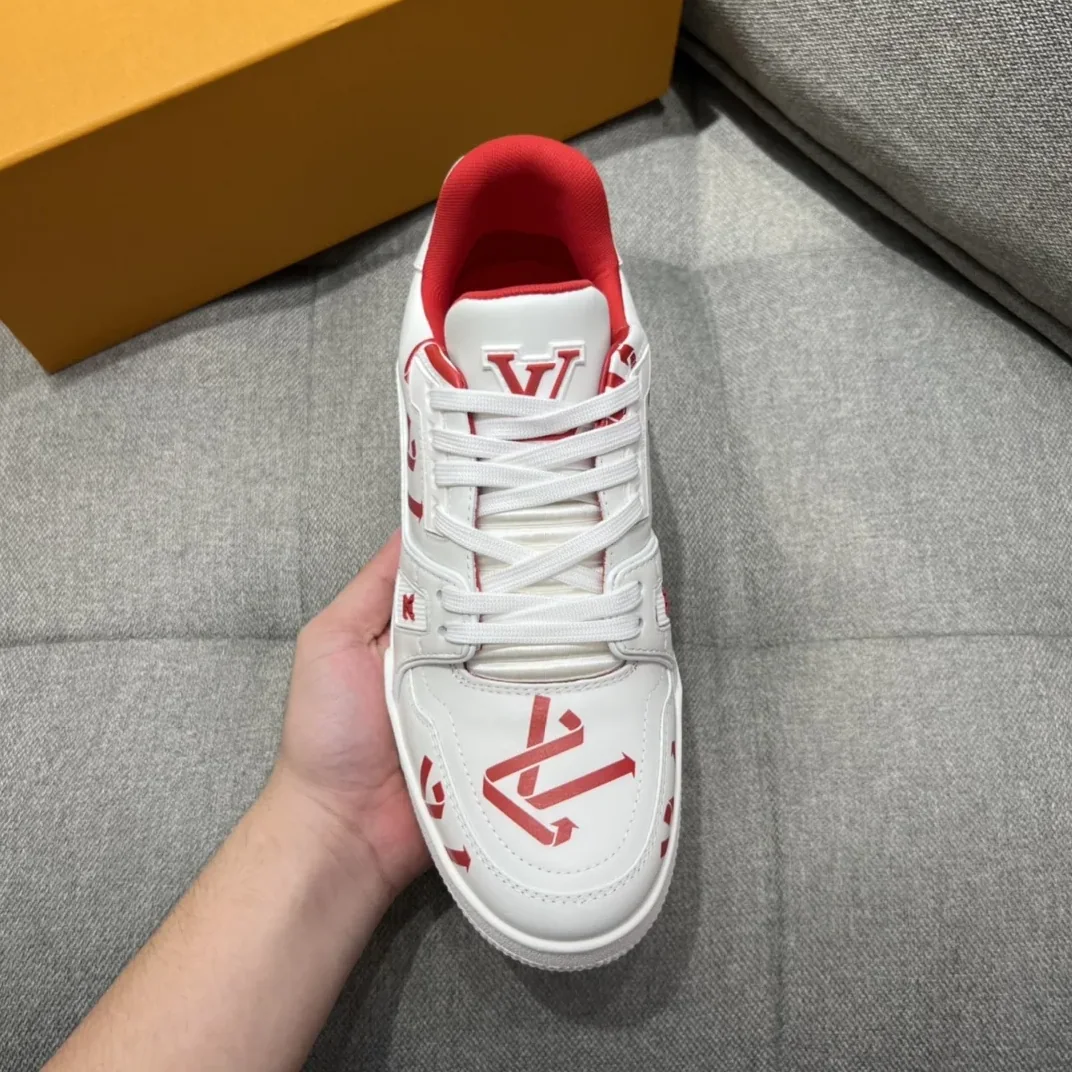 Louis Vuitton LV Trainer Sneaker Red LV 1AAGYR Louis Vuitton LV Trainer Sneaker Red LV 1AAGYR