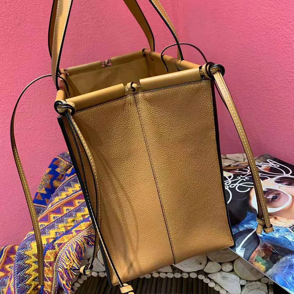Loewe Small Cushion Tote Bag in Soft Grained Calfskin for Women in Brown