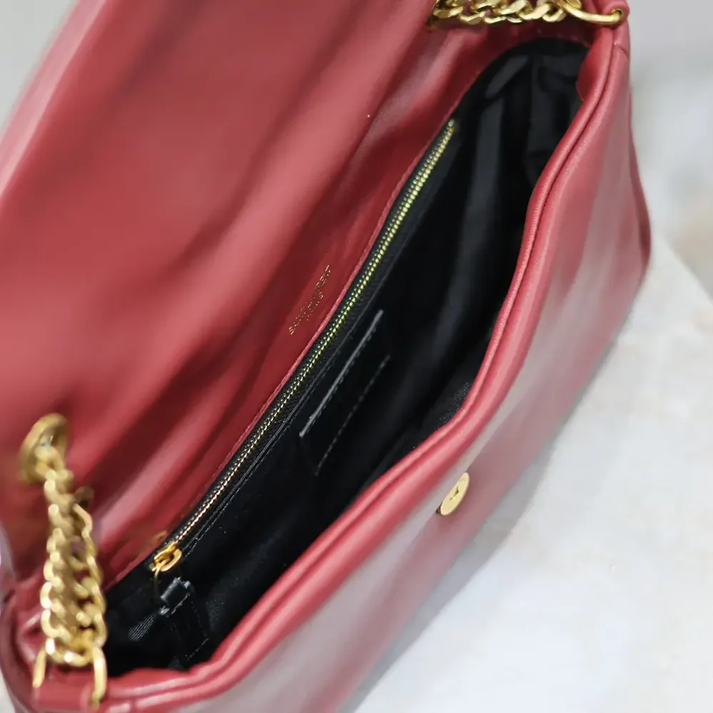 Saint Laurent YSL Calypso Small in Shiny Leather for Women in Maroon