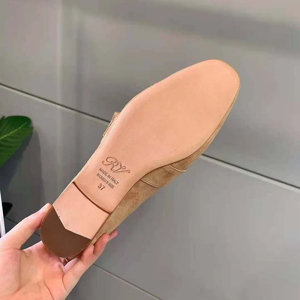 Roger Vivier Mini Broche Vivier Buckle Loafers in Suede for Women Roger Vivier Mini Broche Vivier Buckle Loafers in Suede for Women